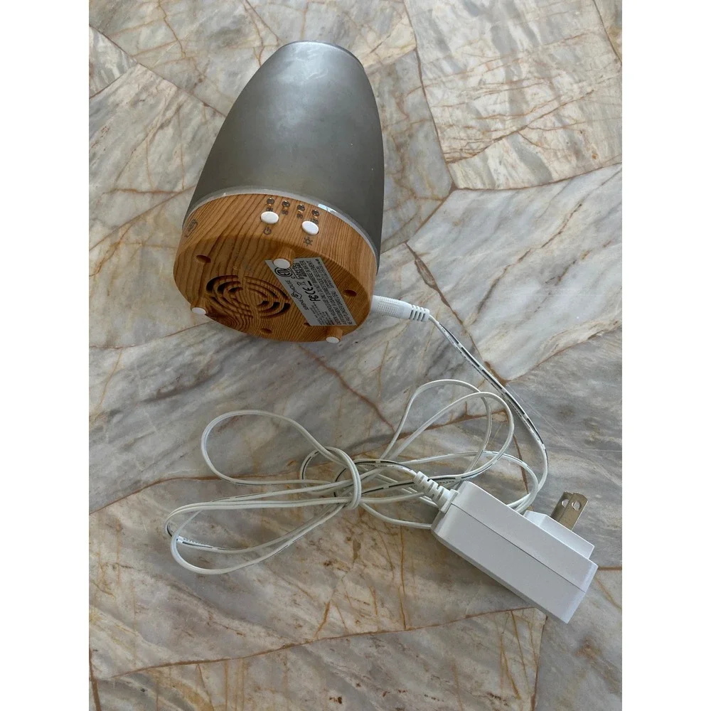 Serene House Ultrasonic Essential Oil Diffuser Frosted Gray Glass Wood Base